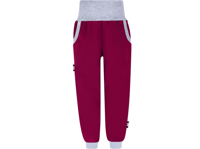 Dívčí tmavě vínové softshellové kalhoty