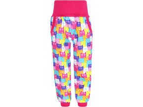 Dětské zateplené softshellové kalhoty barevné kočičky