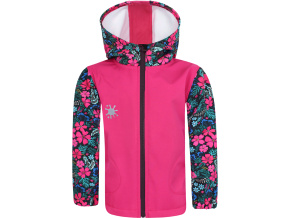 Dětská softshellová bunda růžové květy