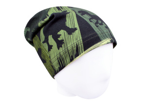 Dětská jarní podzimní čepice khaki dinosauři