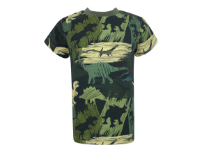 Chlapecké tričko s krátkým rukávem khaki dinosauři