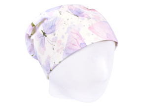 Dívčí jarní a podzimní čepice fialoví motýlci