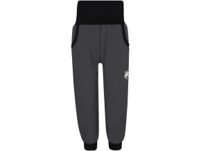 Dětské tmavě šedé softshellové kalhoty s fleecem