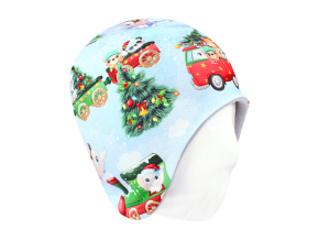 Dětská zateplená čepice vánoční vláček