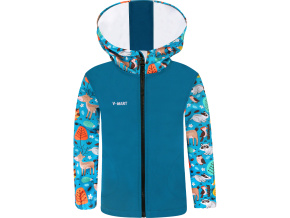 Dětská softshellová bunda Zvířátka na petrolejové