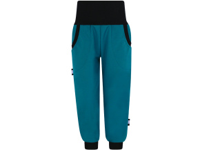 Dětské petrolejové softshellové kalhoty s fleecem