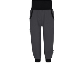 Dětské tmavě šedé softshellové kalhoty s fleecem