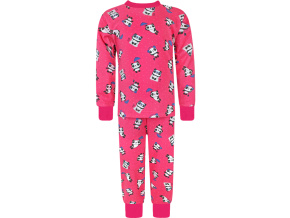 Dívčí rostoucí pyžamo s dlouhým rukávem pandy na tmavě růžové