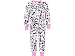 Dívčí rostoucí pyžamo s dlouhým rukávem kočičky a srdíčka