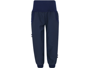 Dětské tmavě modré softshellové kalhoty s fleecem