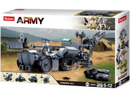 Sluban Army WW2 4into 1 M38-B0681 Německá mobilní protivzdušná jednotka