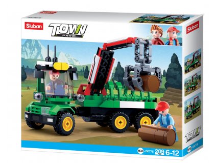 Sluban Town Farma M38-B0778 Traktor s přívěsem na klády