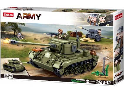 Sluban Army N38-B0860 Střední tank 2v1 a protiletecké dělo