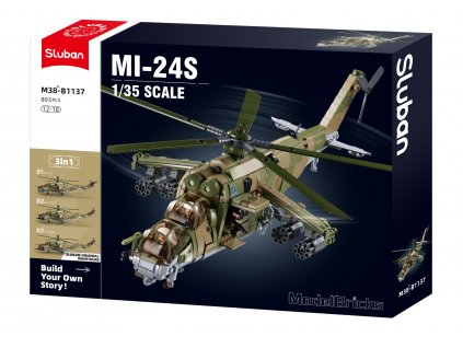 Sluban Army Model Bricks M38-B1137 Dělostřelecký vrtulník MI-24S