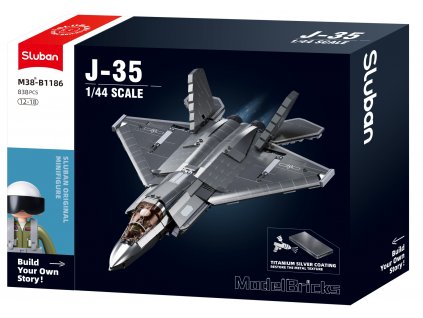 Sluban Army Model Bricks M38-B1186 Neviditelný letoun J-35 s kovovým povlakem