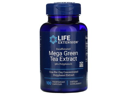 Life Extension Decaffeinated Mega Green Tea Extract (extrakt ze zeleného čaje bez kofeinu), 100 rostlinných kapslí  Doplněk stravy