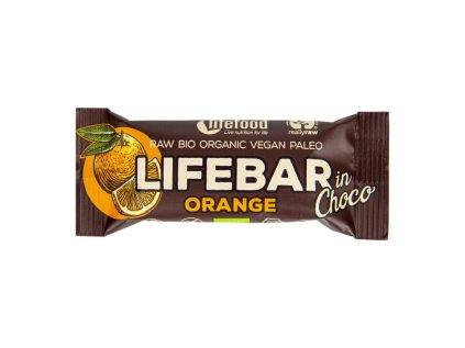 LifeFood - Tyčinka Lifebar pomeranč v čokoládě BIO, 40 g CZ-BIO-001 certifikát CZ-BIO-001 certifikát