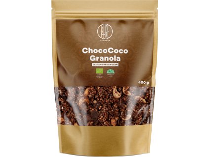 BrainMax Pure ChocoCoco Granola, Čokoláda a Kokos, BIO, 400 g Zapečené müsli s čokoládou a kokosem, *CZ-BIO-001 certifikát