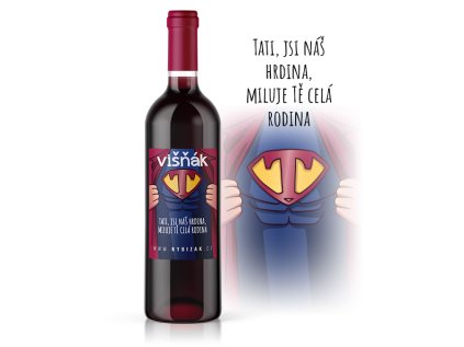 Den otců: Višňák ve skle (karton 6ks)  6x Tati, jsi náš hrdina, miluje Tě celá rodina.