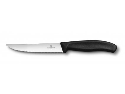 Steak nůž, vlnkované ostří, 12 cm, černý