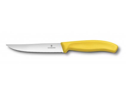 Steak nůž, vlnkované ostří, 12 cm, žlutý