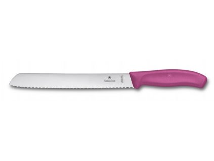 Nůž na chleba 21cm plast,růžový,blist