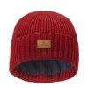 Čepice Rib Knit Beanie with Victorinox Leather Patch, Red