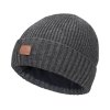 Čepice Rib Knit Beanie with Victorinox Leather Patch, Dark Grey