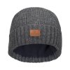 Čepice Rib Knit Beanie with Victorinox Leather Patch, Dark Grey