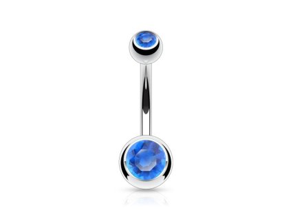 Ocelový piercing banánek s krystaly mix barev 1,6 x 10mm :: Zelená 1,6 x 10mm (: Zelená 1,6 x 10mm)