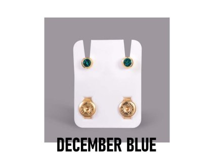 23070 1 nausnice pro piercing sada december blue zircon modra studex plus 12paru zlata barva