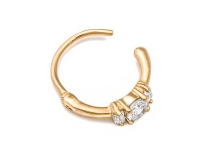 23382 1 piercing flanked crystal gold plated clicker