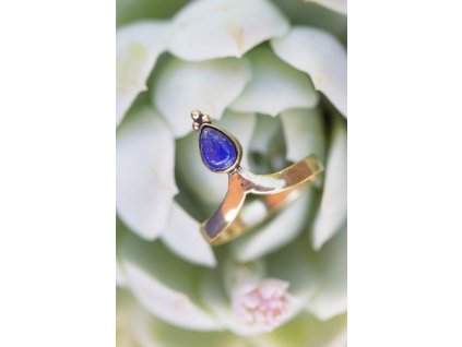 Prsten s lapisem lazuli (Průměr prstenu 17mm, Materiál Mosaz, Drahokam Lapis lazuli)