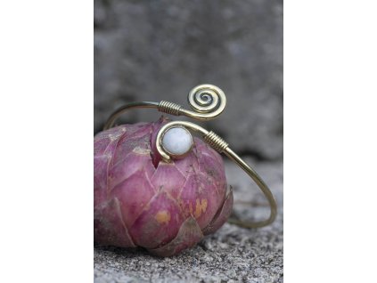 Náramek kámen se spirálou Tygří oko (Drahokam Tygří oko, Materiál Mosaz)