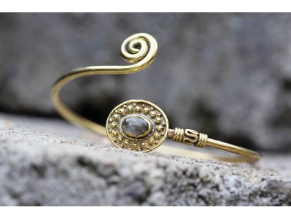 Náramek kámen a spirála (Drahokam Lapis lazuli, Materiál Mosaz)