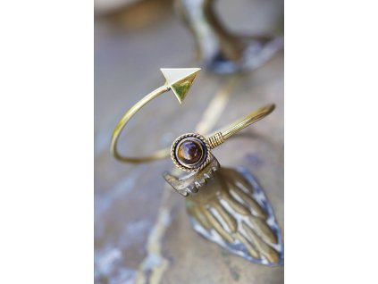 Náramek drahokam a šipka (Drahokam Tyrkys, Materiál Mosaz)