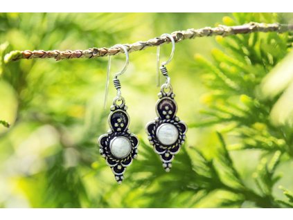 Náušnice kytička s drahokamem Ametyst (Drahokam Ametyst, Materiál Mosaz)