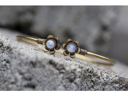 Náramek kytičky s drahokamy Tygří oko (Drahokam Tygří oko, Materiál Mosaz)