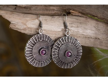 Náušnice mandaly s drahokamem (Drahokam Měsíční kámen, Materiál Drahé kameny)