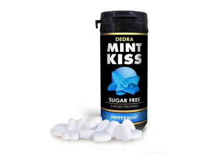 MINT KISS - silně mátové osvěžující pastilky bez cukru - peppermint 28 g