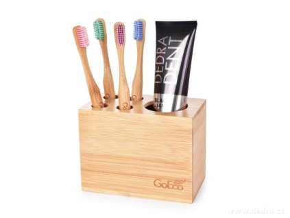 Bamboo toothbrush and toothpaste stand