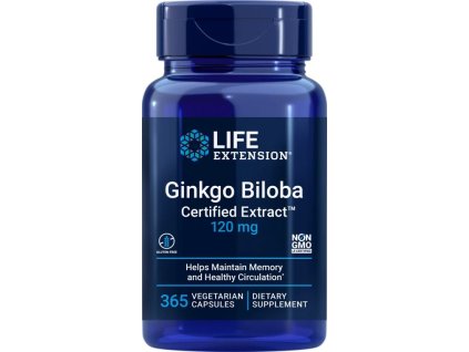 Life Extension Ginkgo Biloba Certified Extract 120 mg -  365 vegetariánských kapslí