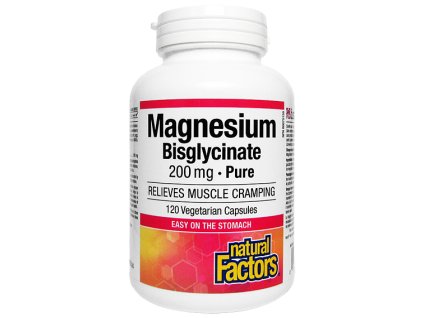 Natural Factors MAGNESIUM BISGLYCINÁT 200mg - hořčík 120 vegetariánských kapslí