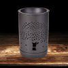 XXL Ceramic aroma lamp with tree decor, matte black