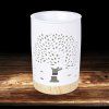 XXL Ceramic aroma lamp with tree decor, matt white