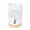 XXL Ceramic aroma lamp with tree decor, matt white