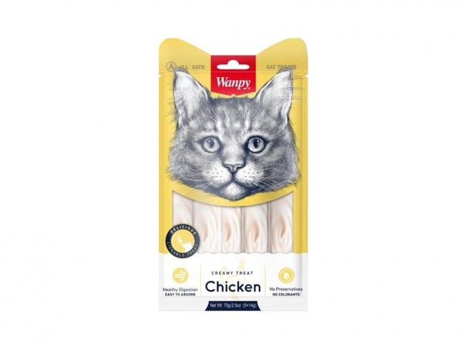 129779 wanpy cat creamy lickable treats chicken 5 x 14 g