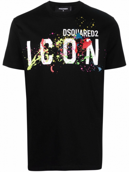 dsquared2 icon splatted black tricko (1)