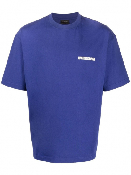balenciaga twisted logo blue tricko (1)
