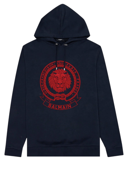 balmain flocked logo navy mikina (1)